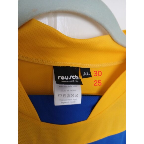 Vintage REUSCH Padded Goalkeeper Jersey Shirt Adult L Yellow Blue Long Sleeve - Picture 10 of 11